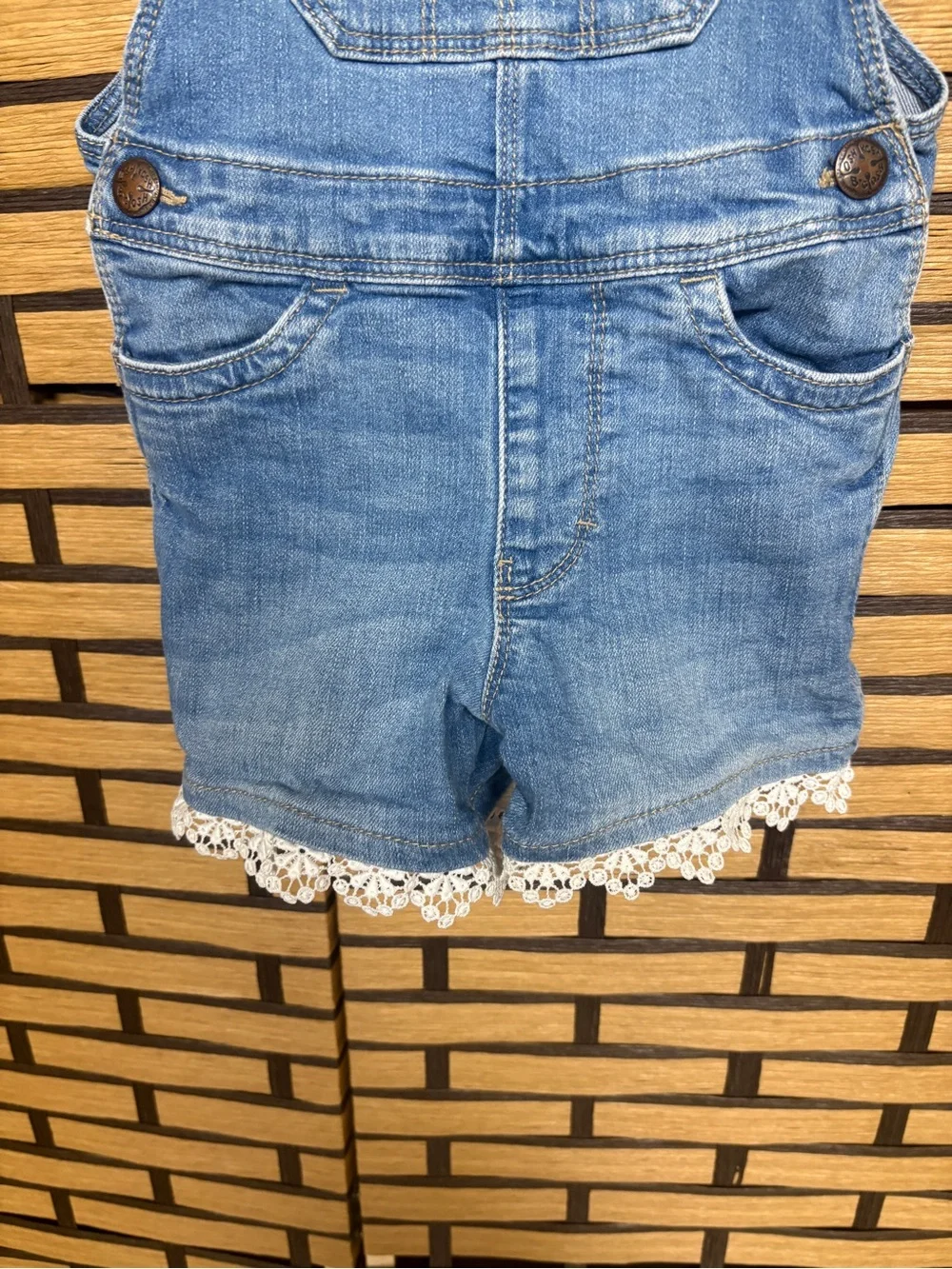 Osh Kosh Denim Shortalls With Lace Hem Size 2T